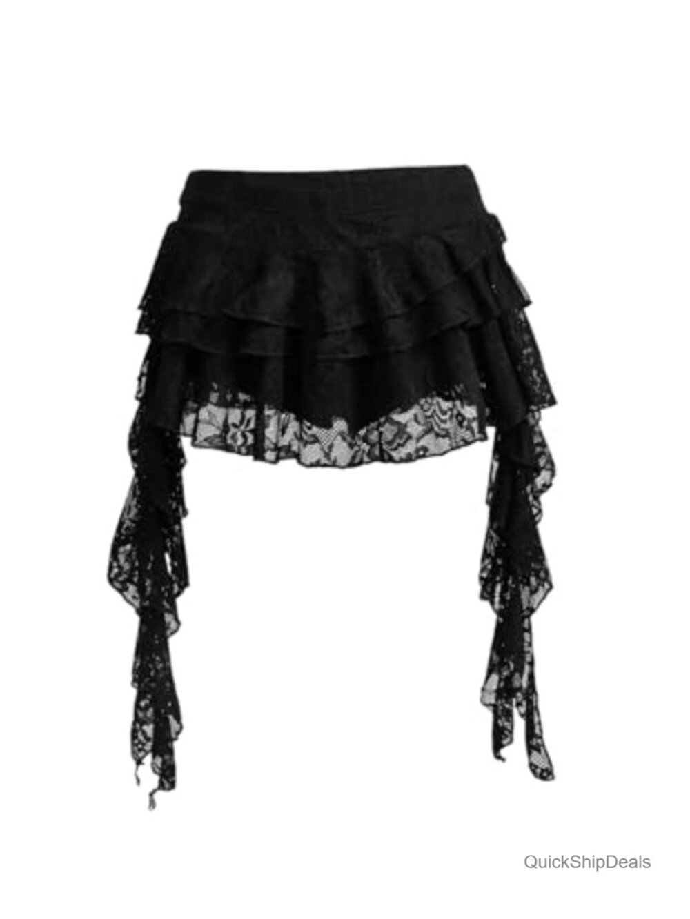 Y2K Boho Lace Ruffle Mini Skirt Asymmetrical Concert Outfit